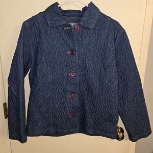Koret Blue Quilted Jean Jacket with Buttons